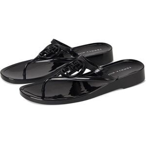 🆕 Tommy Hilfiger Women's Black Shiny Flip Flop Thong Sandals Jelly Shoes Size 9